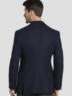 Big & Tall Sport Coats|Blazers-Joseph Abboud Executive Fit Wool Blend Blazer Black Solid