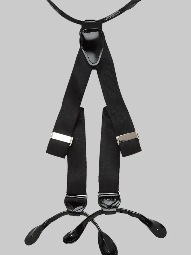 Formal Accessories|Suspenders-Men's Wearhouse Fancy Silk Button Braces Black