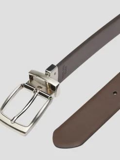 Belts-Men's Wearhouse Feather Edge Reversible Leather Belt Black