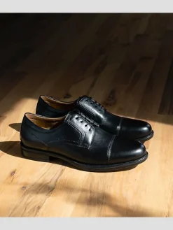 Oxfords|Dress & Formal Shoes-Florsheim Finance Leather Cap Toe Lace-up Oxfords Black