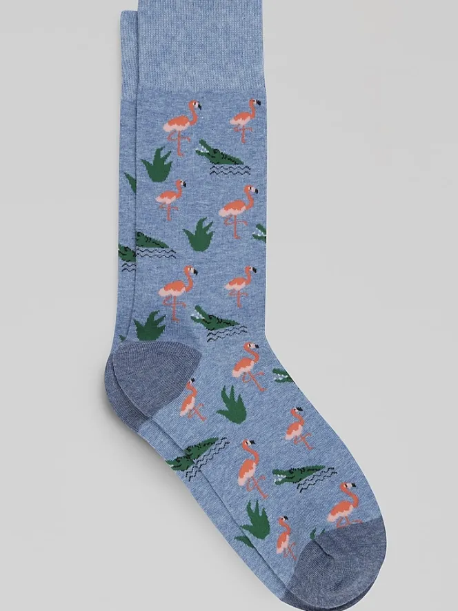 Socks-Egara Flamingo & Crocodile Socks Chambray Heather