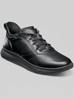 Sneakers|Casual Shoes-Florsheim Fleet Perforated Toe Elastic Lace Sneaker Black