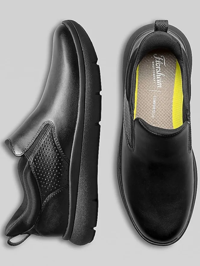 Sneakers|Casual Shoes-Florsheim Fleet Plain Toe Slip-On Sneakers Black