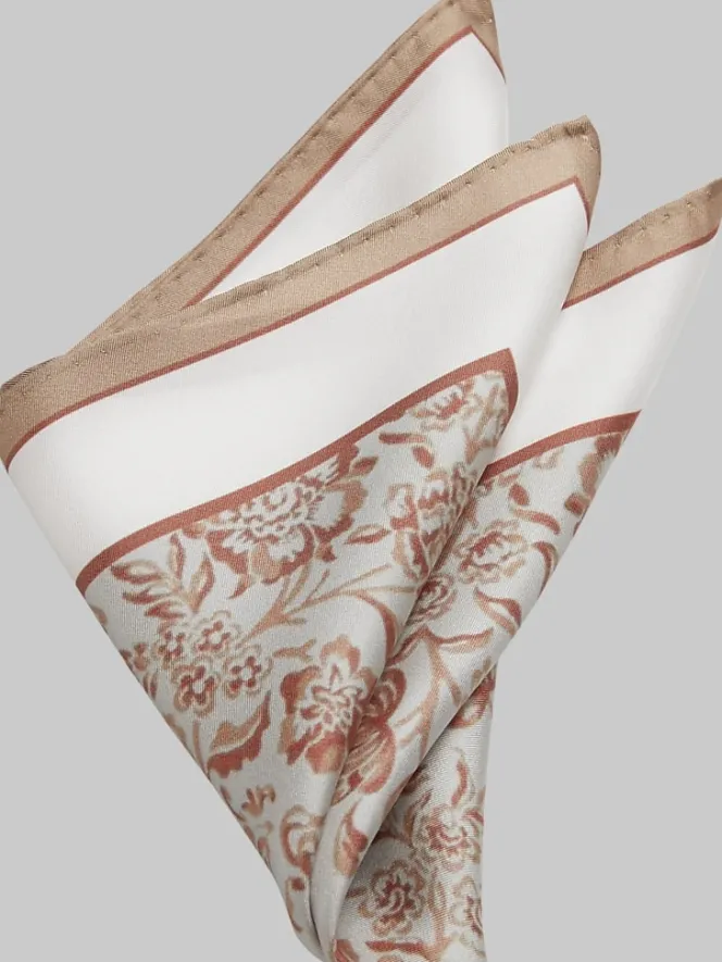 Formal Accessories|Pocket Squares-Joseph Abboud Floral Silk Pocket Square Blue