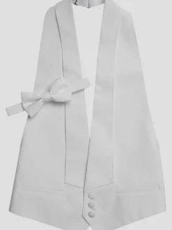 Formal Accessories|Bow Ties-Pronto Uomo Formal Pique Vest & Pre-Tied Bow Tie Set White