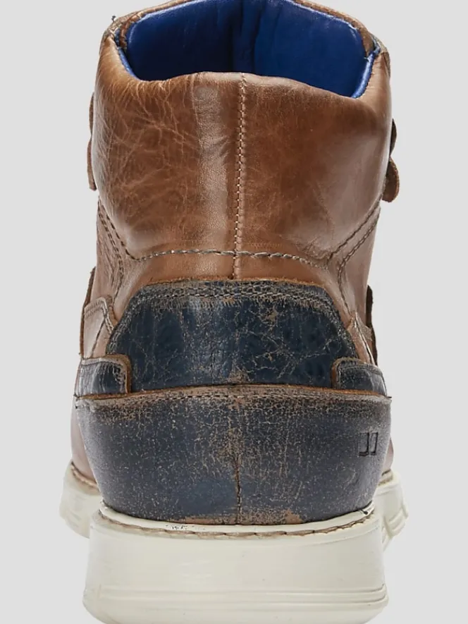 Oxfords|Sneakers-Bedstu Galahad Leather Moc Toe High-Top Sneakers Tan