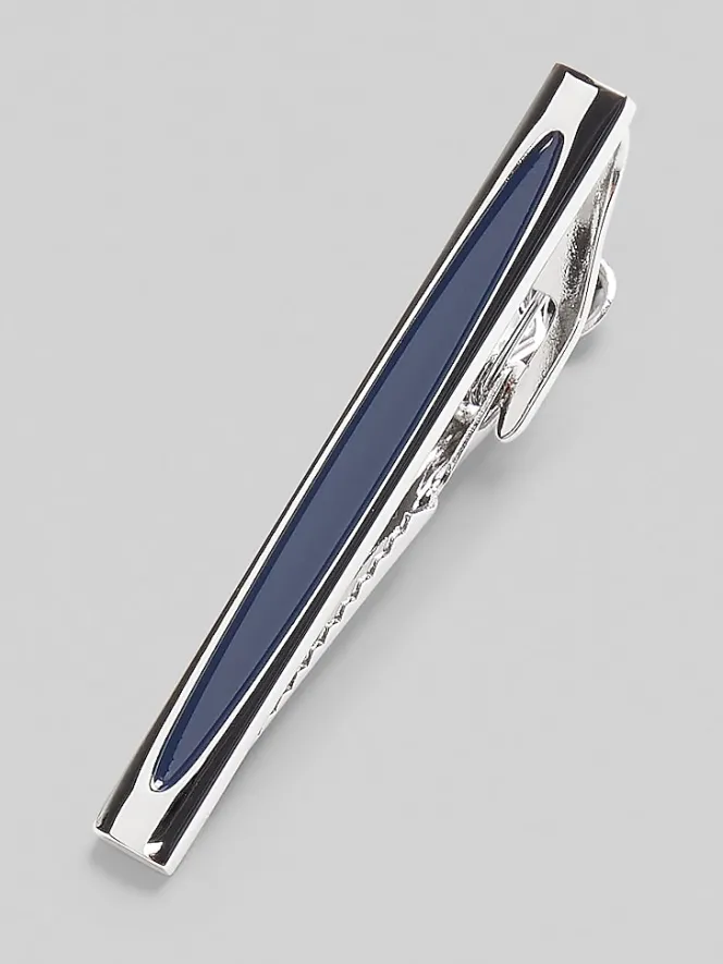 Jewelry|Tie Bars & Cufflinks-Pronto Uomo Glass Tie Bar Blue