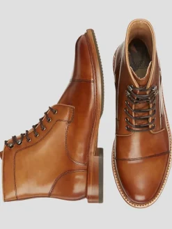 Boots-Warfield &Amp; Grand Grand Ballast Leather Cap Toe Lace-up Boots Tan