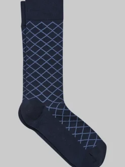 Socks-Egara Grid Dress Socks, 1-Pair Black Diamond