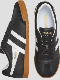 Casual Shoes|Casual Shoes-Gola Harrier Leather Sneakers Blk/Wht/Wht