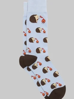 Socks-Egara Hedgehog Hot Dog & Campfire Socks, 1-pair Blue