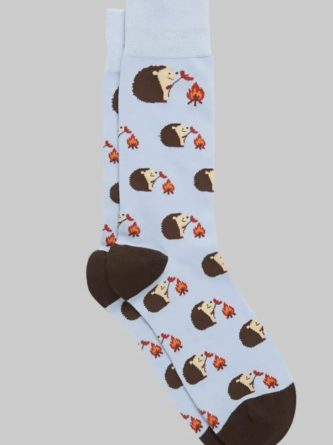 Socks-Egara Hedgehog Hot Dog & Campfire Socks, 1-pair Blue