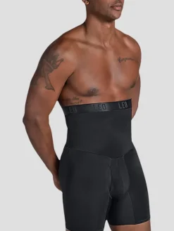 Underwear-Leo By Leonisa High Waist Stomach Shaper Boxer Brief, Single-Pack Black