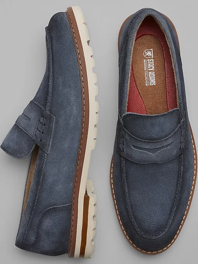 Casual Shoes|Casual Shoes-Stacy Adams Hopkins Suede Moc Toe Penny Loafers Brown/White