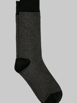 Socks-Egara Houndstooth Dress Socks, 1-pair Black