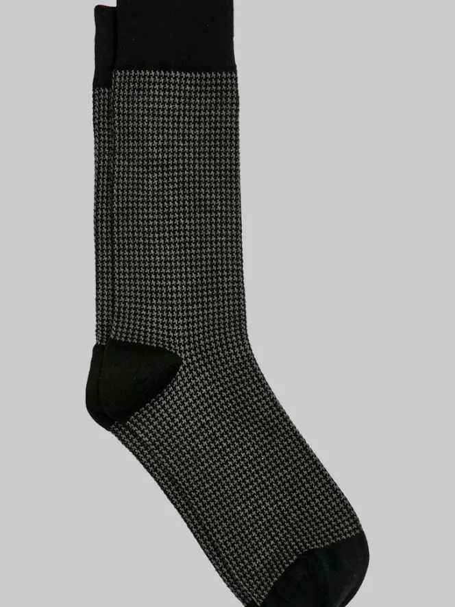 Socks-Egara Houndstooth Dress Socks, 1-pair Black
