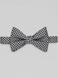 Bow Ties-Egara Houndstooth Pre-Tied Bow Tie Black/White