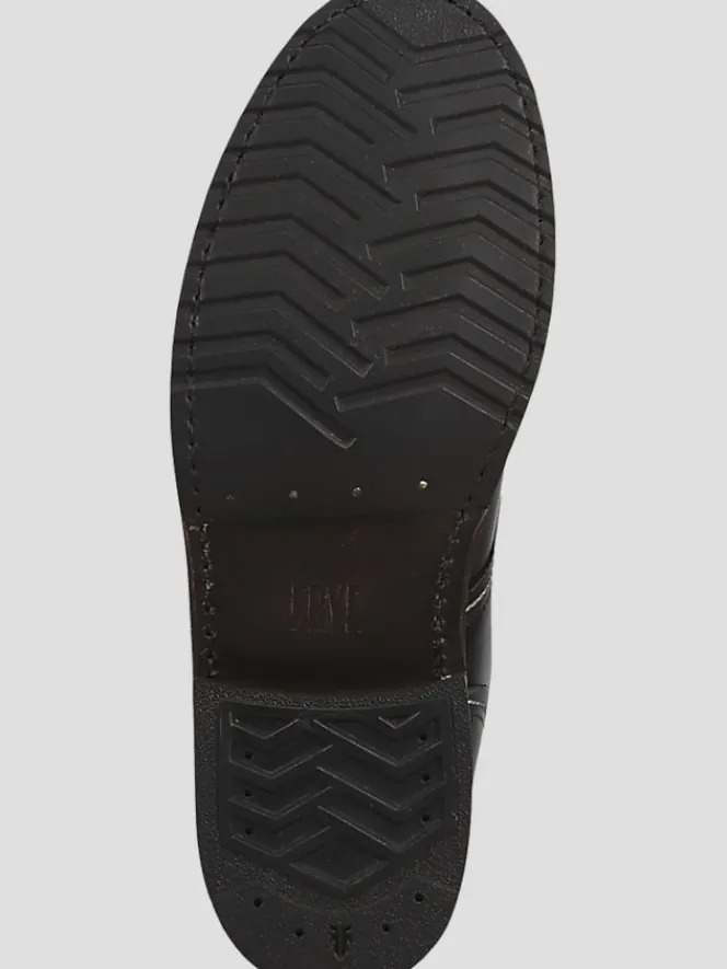 Boots-Frye Hudson Leather Plain Toe Work Boots Black