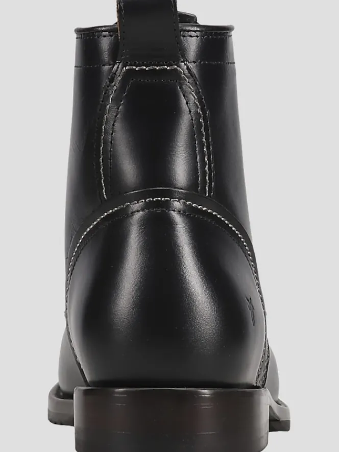 Boots-Frye Hudson Leather Plain Toe Work Boots Black