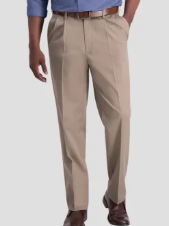 Casual Pants & Chinos|Casual Pants & Chinos-Haggar Iron-Free Premium Khaki&trade; Classic Fit Pleat Front Pant Black Casual