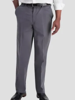 Casual Pants & Chinos|Casual Pants & Chinos-Haggar Iron-Free Premium Khaki&trade; Classic Fit Flat Front Pant Char Heather