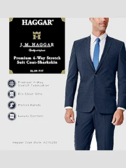 Suit Separates|3-piece Suits-Haggar J.M. &trade; 4 Way Stretch Slim Fit Flat Front Suit Jacket Black Solid