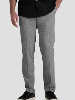 Dress Pants-Haggar J.M. &trade; Slim Fit Flat Front Stretch Texture Dress Pant Light Gray Solid