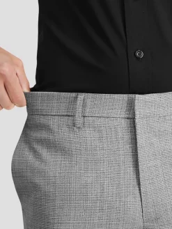 Dress Pants-Haggar J.M. ™ Slim Fit Flat Front Stretch Texture Dress Pant Light Gray Solid