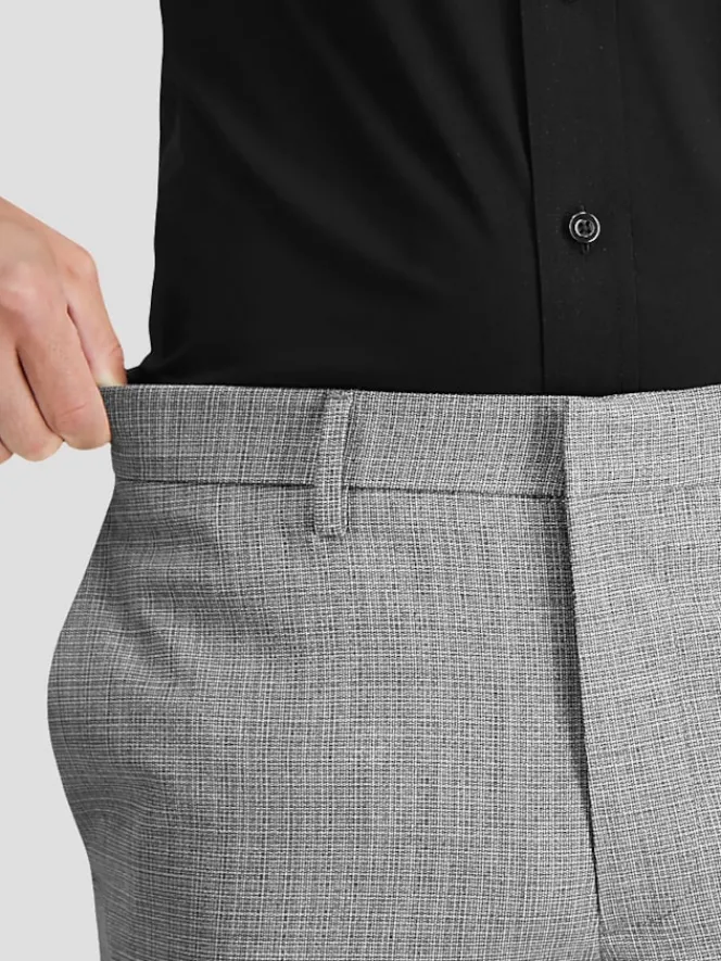 Dress Pants-Haggar J.M. ™ Slim Fit Flat Front Stretch Texture Dress Pant Light Gray Solid