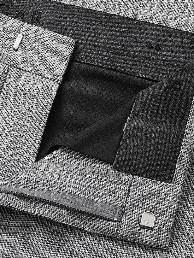 Dress Pants-Haggar J.M. ™ Slim Fit Flat Front Stretch Texture Dress Pant Light Gray Solid