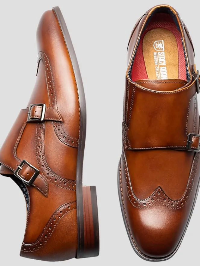 Dress & Formal Shoes-Stacy Adams Karson Leather Wingtip Monk Strap Dress Shoes Black