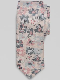 Ties-Egara Large Floral Pattern Tie Burgundy