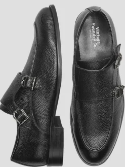 Dress & Formal Shoes-Vintage Foundry Lawrence Leather Monk Strap Dress Shoes Black