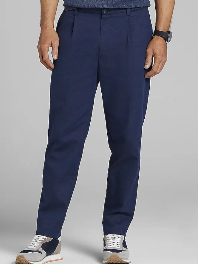Big & Tall Pants|Casual Shop-Joseph Abboud Linen Herringbone Chino Navy