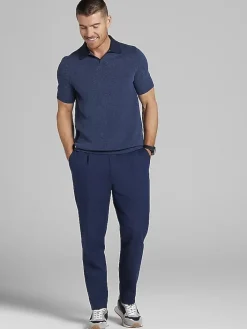 Big & Tall Pants|Casual Shop-Joseph Abboud Linen Herringbone Chino Navy