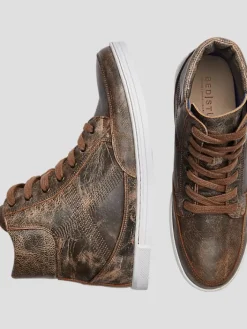 Oxfords|Sneakers-Bedstu Lordmind Leather Moc Toe High-Top Sneakers Brown