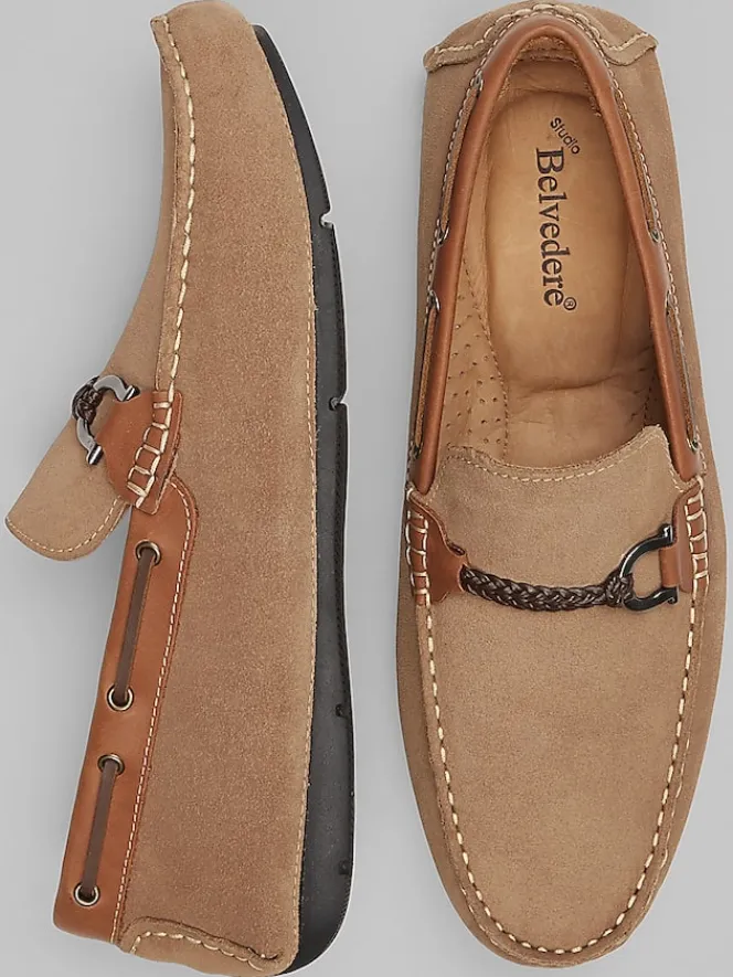 Loafers & Slip-ons|Casual Shoes-Belvedere Louie Suede Bit Driver Black