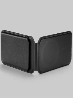 Wallets-Pronto Uomo Magnetic Wallet & Phone Stand Black