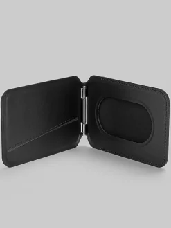 Wallets-Pronto Uomo Magnetic Wallet & Phone Stand Black