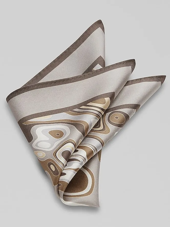 Formal Accessories|Pocket Squares-Pronto Uomo Marbled Abstract Paint Pocket Square Brown