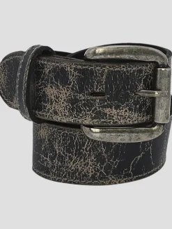 Belts-Bedstu Meander Distressed Leather Belt Black