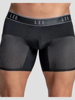 Underwear-Leo By Leonisa Mesh Boxer Briefs, Single-Pack Black