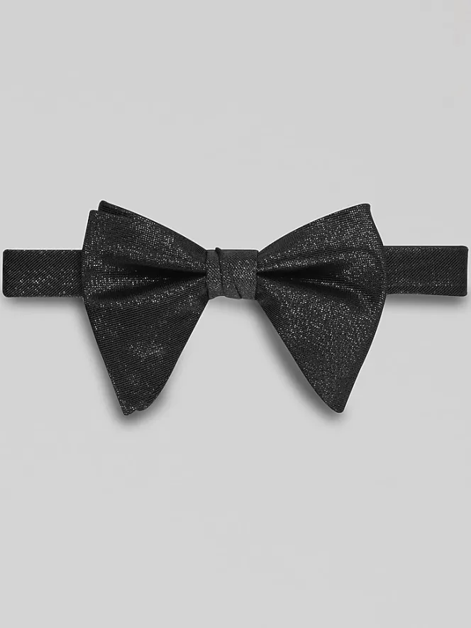 Formal Accessories|Bow Ties-Egara Metallic Teardrop Bow Tie Black
