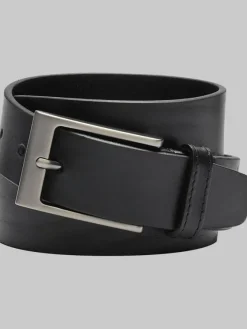 Belts-Joseph Abboud Minimalist Leather Belt Black
