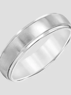 Jewelry|Tie Bars & Cufflinks-Gtx 6mm Domed Step-Edge Titanium Band Silver