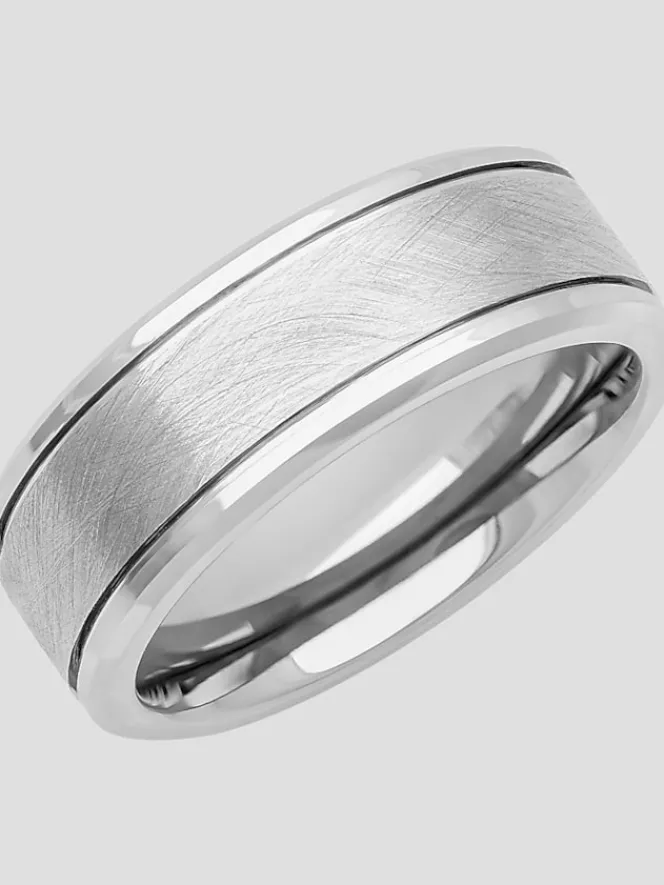 Jewelry|Tie Bars & Cufflinks-Gtx 8mm Hammered Center Tungsten Carbide Band Gunmetal