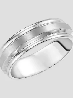 Jewelry|Tie Bars & Cufflinks-Gtx 7mm Round Edge Beveled Stainless Steel Band Gray