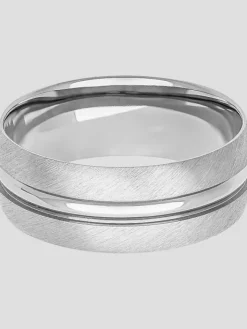 Jewelry|Tie Bars & Cufflinks-Gtx 8mm Satin Polished Titanium Band Silver