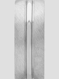 Jewelry|Tie Bars & Cufflinks-Gtx 8mm Satin Polished Titanium Band Silver