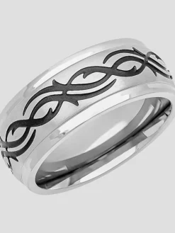 Jewelry|Tie Bars & Cufflinks-Gtx 9mm Wire Design Stainless Steel Band Gray And Black